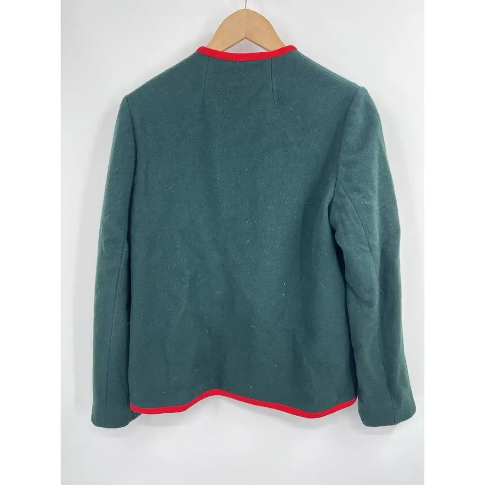 VTG 60s Mackintosh Green Red 100% Wool Dirndl 12 Union Made
